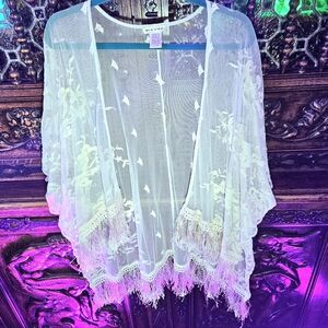 Sheer White Lace Swim Coverup